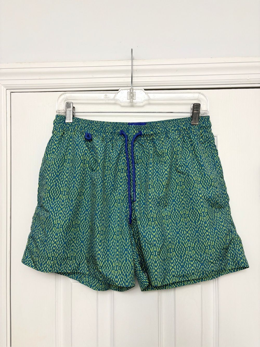 Crasqi Swim Trunks Shorts Men's Green Yellow Printed Patterned L